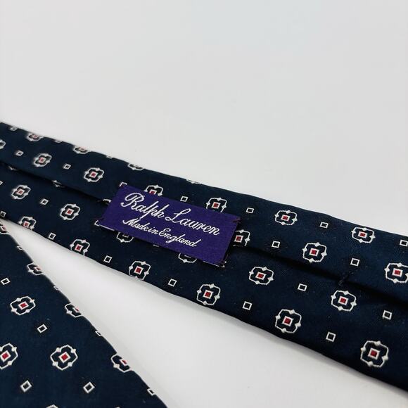 Vintage Ralph Lauren Purple Label Tie England Silk Navy Blue Handmade - Picture 2 of 4